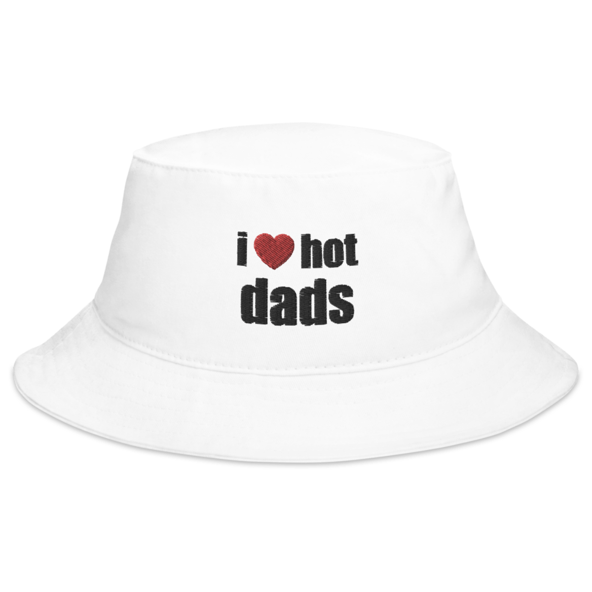 I Love Hot Dads I Heart Hot Dads Funny Gifts Bucket Hat for Men Women Funny  Summer Beach Fishing Hat Sun Fisherman Hat Black