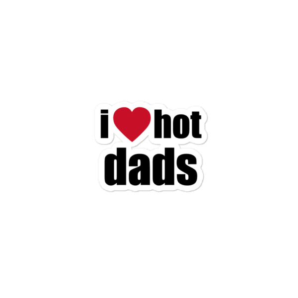 i love hot dads red heart sticker