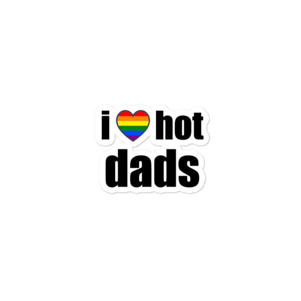 i love hot dads rainbow pride heart sticker