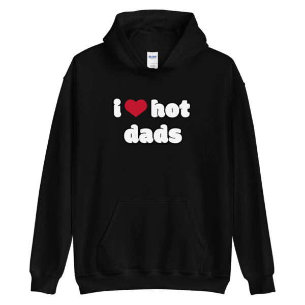 i heart hot dads black hoodie with red heart