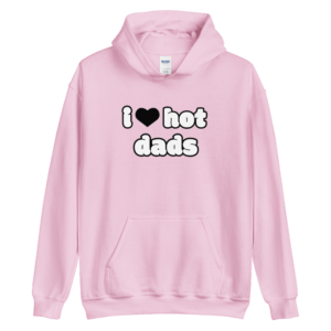 i heart hot dads pink hoodie with black heart