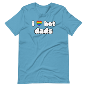 i love hot dads ocean blue rainbow heart tshirt