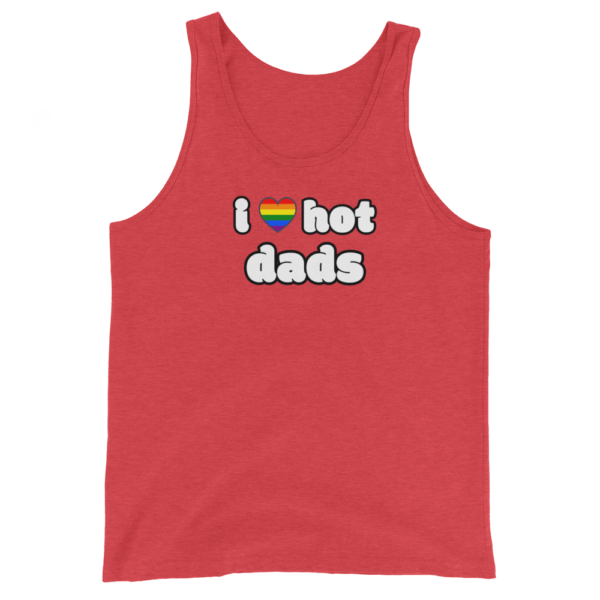 i love hot dads red tank top with rainbow pride month heart